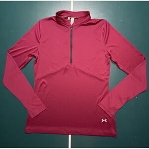 Under‎ Armour 1/4 Zip Pullover Sweatshirt Athletic Women's Medium Rose Red